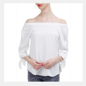 Lost April Women's Off Shoulder Top 3/4 Tie Sleeve